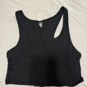 Free People Charcoal Ribbed Cropped Tank